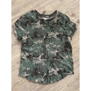 Free People We The Free Be My Baby Tee in Green Camo Size Large NWOT